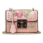 Women Embroidered Flower Flap Bag