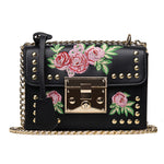 Women Embroidered Flower Flap Bag